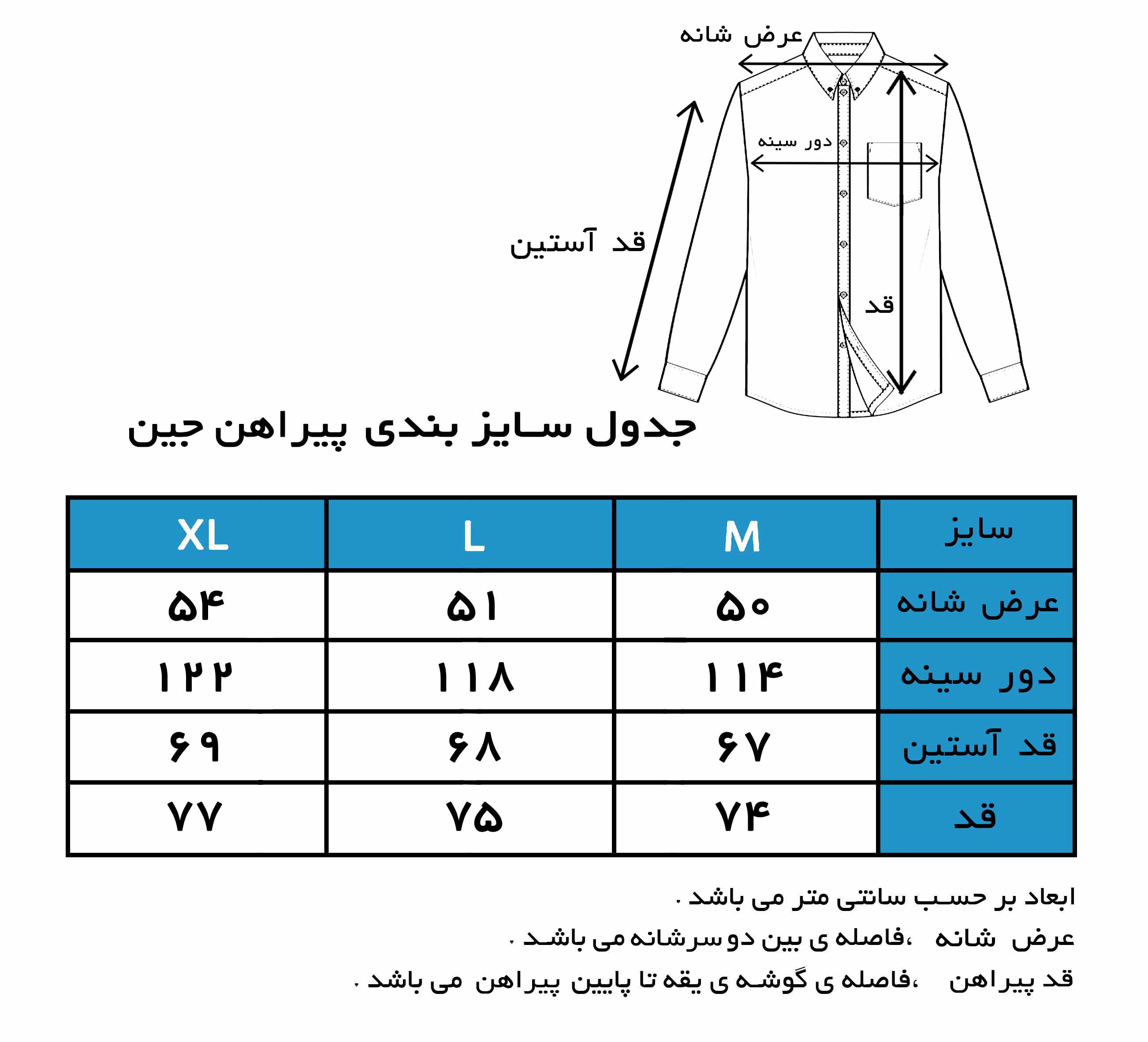 چارت سایزبندی